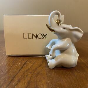 Lenox Bath Time Elephant Classic Ivory Miniature Figurine 24k Gold Accents